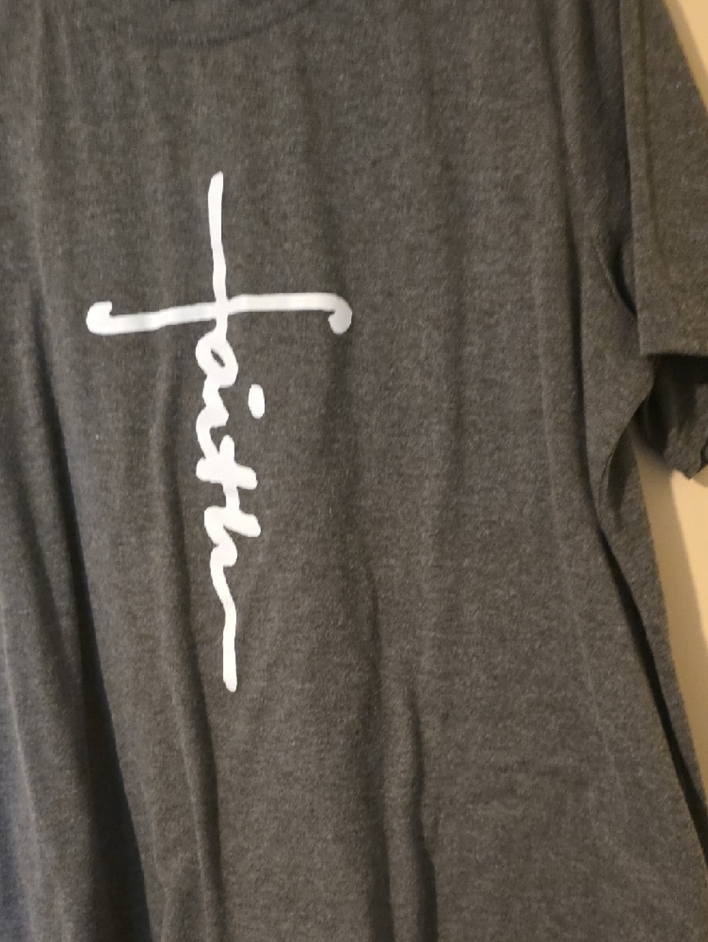 Dark Gray Tee with Vertical White Script Graphic - Picture 4 of 4